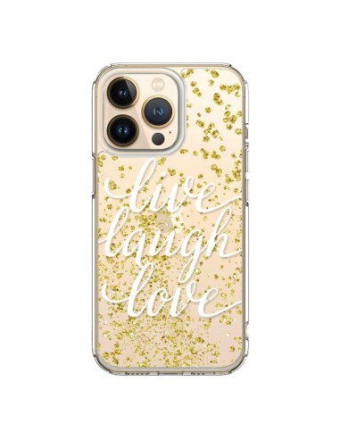Coque iPhone 13 Pro Live, Laugh, Love, Vie, Ris, Aime Transparente - Sylvia Cook