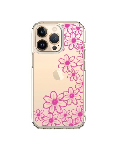 Coque iPhone 13 Pro Pink Flowers Fleurs Roses Transparente - Sylvia Cook