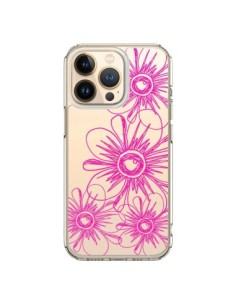 Cover iPhone 13 Pro Fiori Primaverili Rosa Trasparente -...
