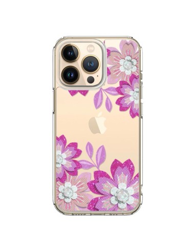 iPhone 13 Pro Case Flowers Winter Pink Clear - Sylvia Cook