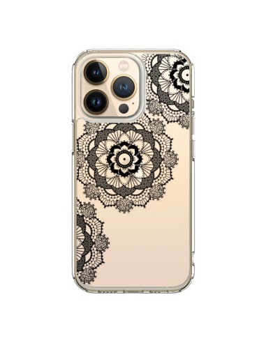 Cover iPhone 13 Pro Triplo Mandala Nero Black Trasparente - Sylvia Cook