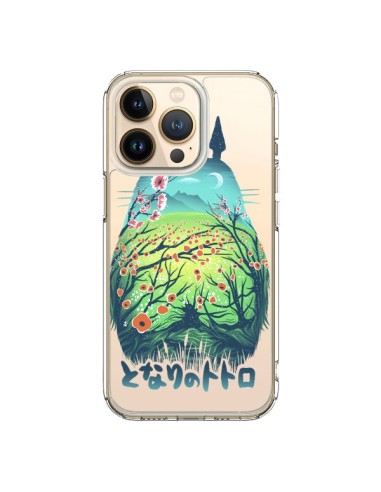 Cover iPhone 13 Pro Totoro Manga Fiori Trasparente - Victor Vercesi