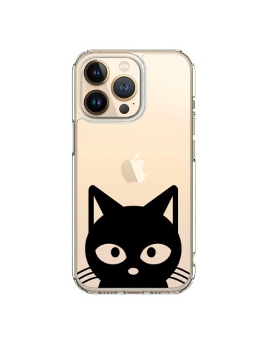 Cover iPhone 13 Pro Testa Gatto Nero Trasparente - Yohan B.