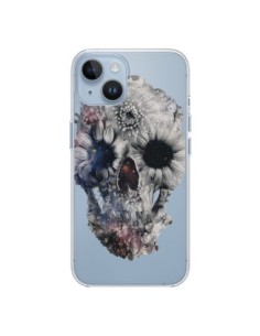 Coque iPhone 14 Floral Skull Tête de Mort Transparente -...