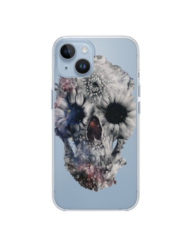 Coque iPhone 14 Floral Skull Tête de Mort Transparente - Ali Gulec