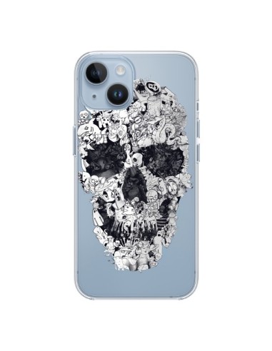 Coque iPhone 14 Doodle Skull Dessin Tête de Mort Transparente - Ali Gulec