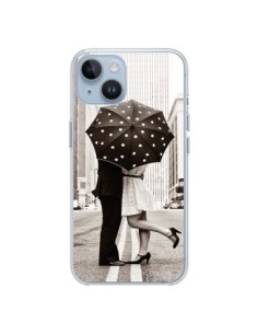 Coque iPhone 14 Secret under Umbrella Amour Couple Love -...