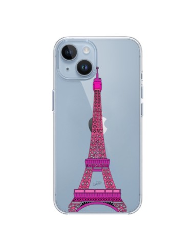 Coque iPhone 14 Tour Eiffel Rose Paris Transparente - Asano Yamazaki