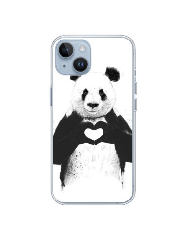 Coque iPhone 14 Panda Amour All you need is love - Balazs Solti