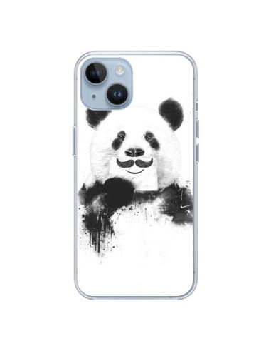 Coque iPhone 14 Funny Panda Moustache Movember - Balazs Solti