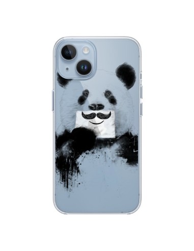 Coque iPhone 14 Funny Panda Moustache Transparente - Balazs Solti
