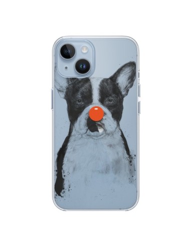 Coque iPhone 14 Clown Bulldog Dog Chien Transparente - Balazs Solti