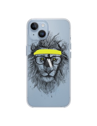 Coque iPhone 14 Hipster Lion Transparente - Balazs Solti