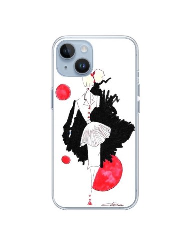 Coque iPhone 14 Demoiselle Femme Fashion Mode Rouge - Cécile