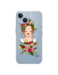 Coque iPhone 14 Femme Closed Eyes Fleurs Transparente -...