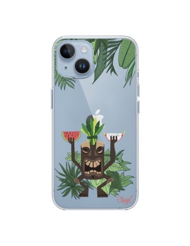 Coque iPhone 14 Tiki Thailande Jungle Bois Transparente - Chapo