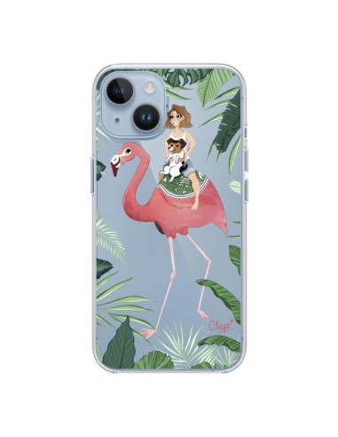 Coque iPhone 14 Lolo Love Flamant Rose Chien Transparente - Chapo