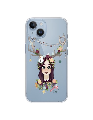 Coque iPhone 14 Christmas Girl Femme Noel Bois Cerf Transparente - Chapo