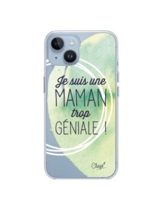 Coque iPhone 14 Je suis une Maman trop Géniale Vert...
