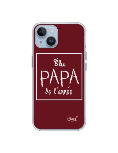 Coque iPhone 14 Elu Papa de l'Année Rouge Bordeaux - Chapo