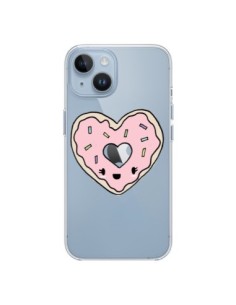 Cover iPhone 14 Ciambella Cuore Rosa Trasparente -...