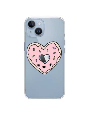 Coque iPhone 14 Donuts Heart Coeur Rose Transparente - Claudia Ramos