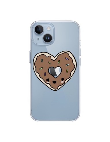 Coque iPhone 14 Donuts Heart Coeur Chocolat Transparente - Claudia Ramos
