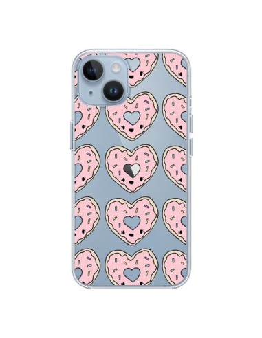 Coque iPhone 14 Donuts Heart Coeur Rose Pink Transparente - Claudia Ramos