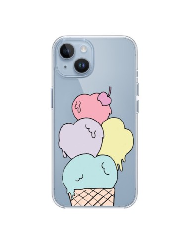 Coque iPhone 14 Ice Cream Glace Summer Ete Coeur Transparente - Claudia Ramos