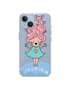 Coque iPhone 14 Love Is In The Air Fillette Transparente...