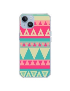 Coque iPhone 14 Azteque Rose Vert - Eleaxart