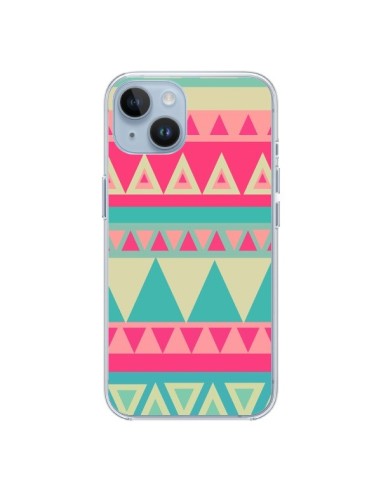 Coque iPhone 14 Azteque Rose Vert - Eleaxart