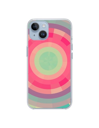 Cover iPhone 14 Spirale di Colori Rosa Verde - Eleaxart
