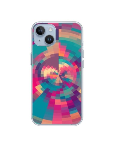 Cover iPhone 14 Spirales di Colori Rosa Viola - Eleaxart