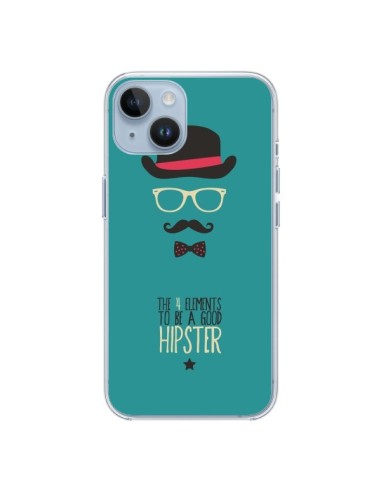 Coque iPhone 14 Chapeau, Lunettes, Moustache, Noeud Papillon To Be a Good Hipster - Eleaxart