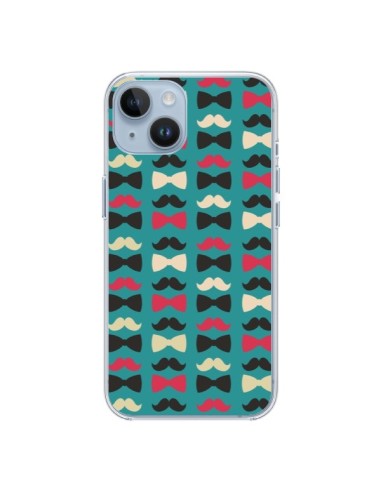 Coque iPhone 14 Hipster Moustache Noeud Papillon - Eleaxart