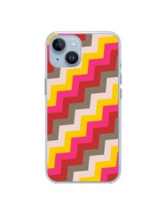 Cover iPhone 14 Lignes Triangolo Azteco Rosa Rosso -...