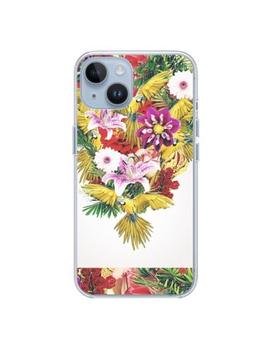 Cover iPhone 14 Parrot Floral Pappagallo Fiori - Eleaxart