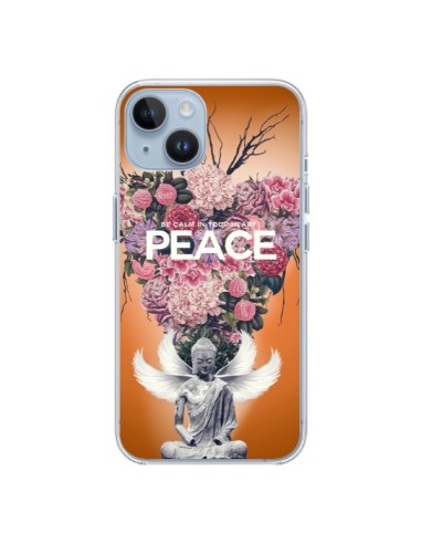 Coque iPhone 14 Peace Fleurs Buddha - Eleaxart