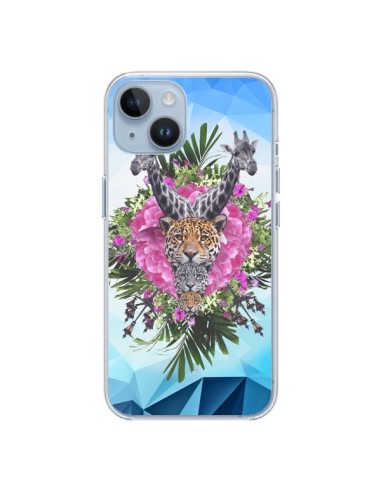 Coque iPhone 14 Girafes Lion Tigre Jungle - Eleaxart