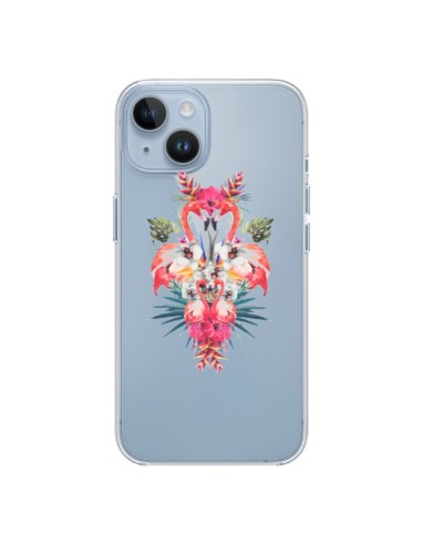 Coque iPhone 14 Tropicales Flamingos Tropical Flamant Rose Summer Ete - Eleaxart