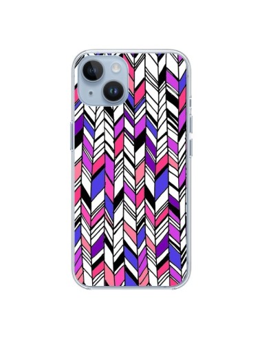 Coque iPhone 14 Graphic Azteque Rose Violet - Léa Clément