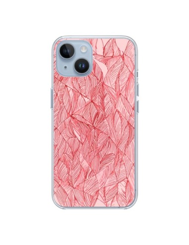 Coque iPhone 14 Courbes Meandre Rouge Cerise - Léa Clément