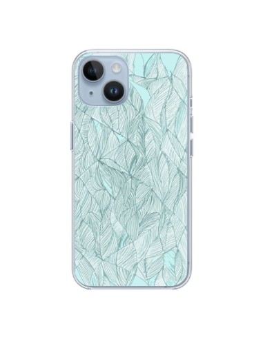 Coque iPhone 14 Courbes Meandre Bleu Vert Nuageux - Léa Clément