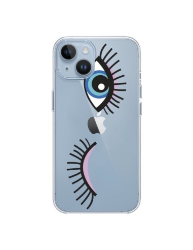 Coque iPhone 14 Eyes Oeil Yeux Bleus Transparente - Léa Clément