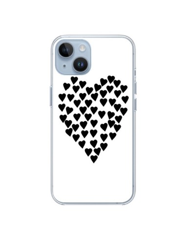 Coque iPhone 14 Coeur en coeurs noirs - Project M