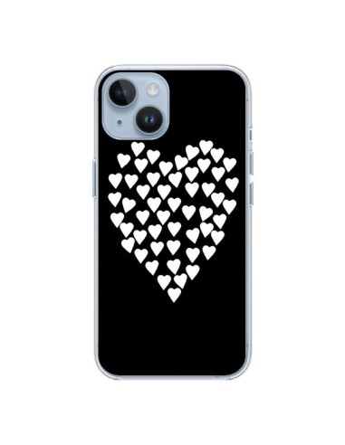 Coque iPhone 14 Coeur en coeurs blancs - Project M