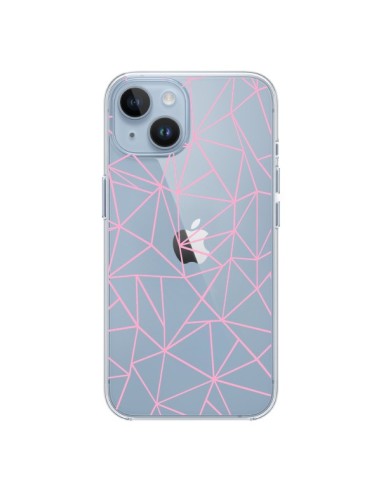 Coque iPhone 14 Lignes Triangle Rose Transparente - Project M