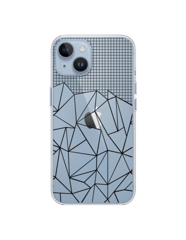 Cover iPhone 14 Linee Griglia Grid Abstract Nero Trasparente - Project M