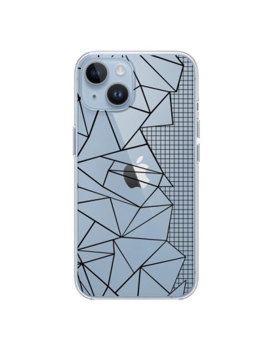 Coque iPhone 14 Lignes Grilles Side Grid Abstract Noir Transparente - Project M